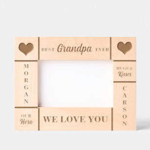 6x4 BEST Grandpa Ever Grandkids Names Etched Frames