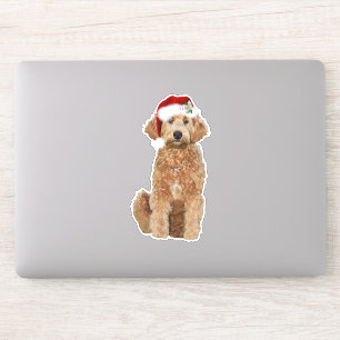 6x6 Custom-Cut Christmas Sticker of golden doodle