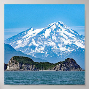 6x6 Poster Papier (Matte) du Mont Lliamna Alaska