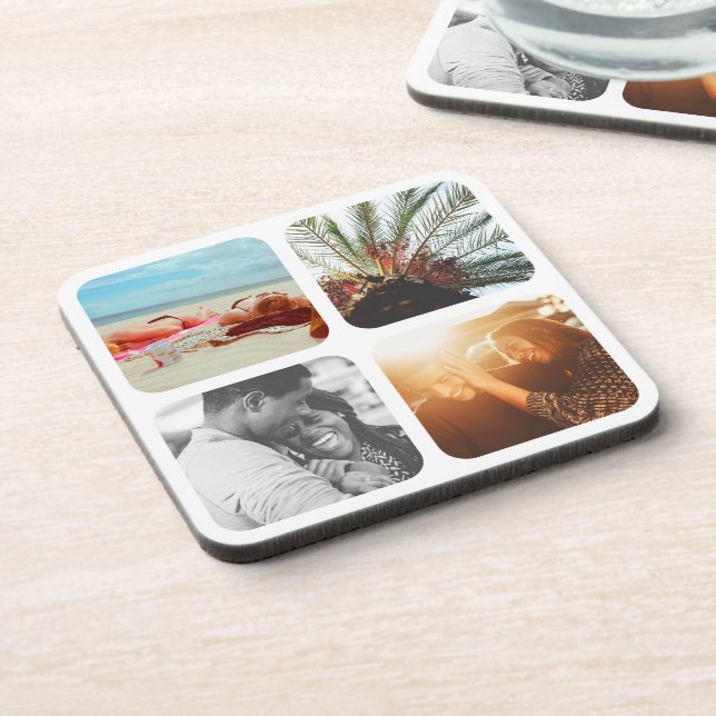 6x Dessous de verre ensemble 4 Modèle photo grille (Côté gauche)