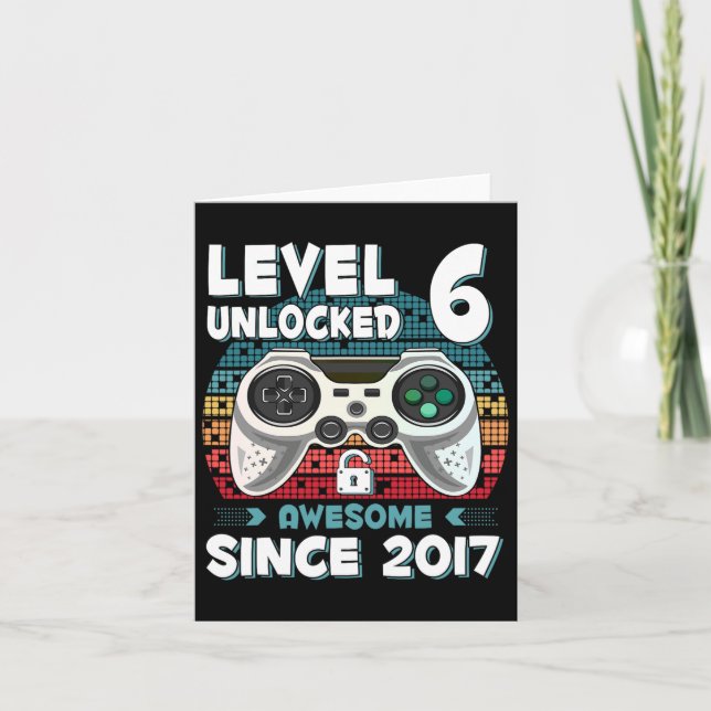6yr Bday Son Boy Funny Gamer 6th 6 Year Old Birthd Card (Front)
