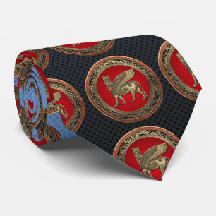 [700] Assyrian Winged Bull - Gold Lamassu Tie