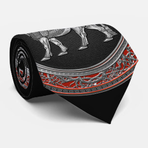 [700] Assyrian Winged Bull - Silver Lamassu Tie