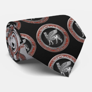 [700] Assyrian Winged Bull - Silver Lamassu Tie