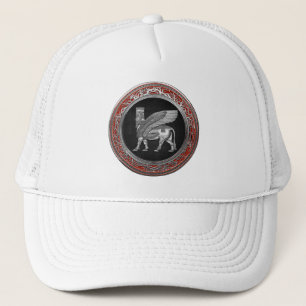 [700] Assyrian Winged Bull - Silver Lamassu Trucker Hat