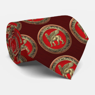 [700] Assyrian Winged Lion - Gold Lamassu Tie