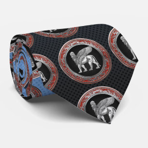 [700] Assyrian Winged Lion - Silver Lamassu Tie