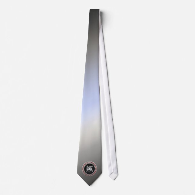 [700] Babylonian Winged Bull [Silver] [3D] Tie (Front)