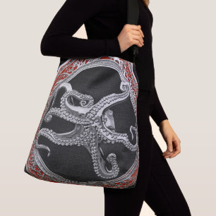 [700] Sacred Silver Octopus in Defensive Posture Crossbody Bag
