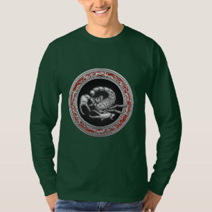[700] Sacred Silver Scorpion on Black T-Shirt