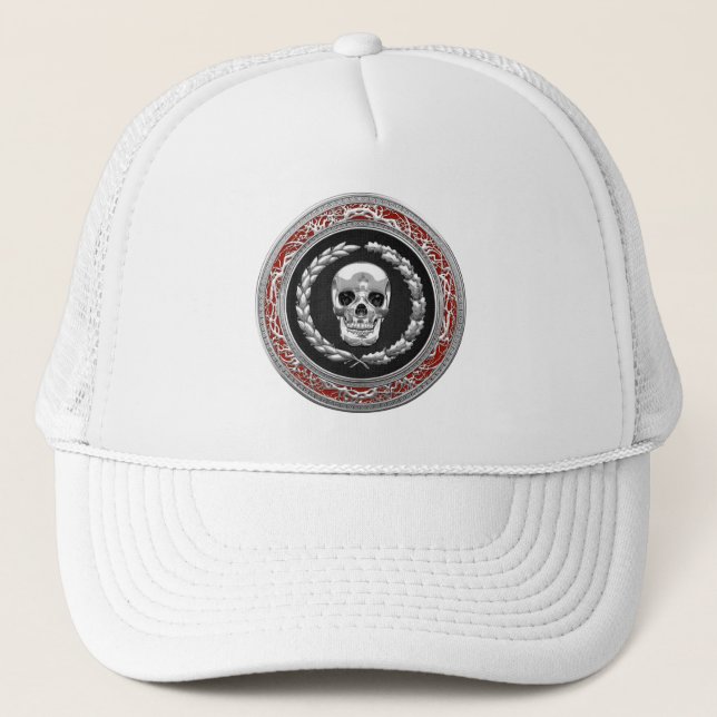 [700] Silver Skull Trucker Hat (Front)