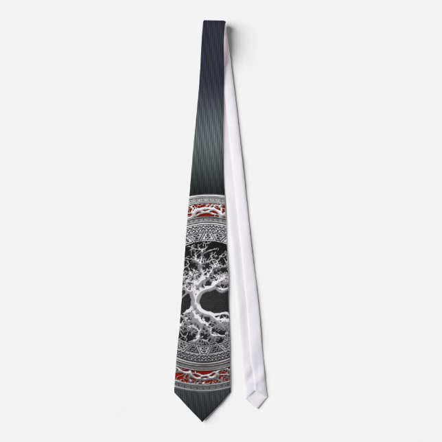 [700] Treasure Trove: Celtic Tree of Life [Silver] Tie (Front)