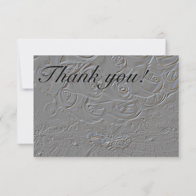 7060-E-Wedding Bouquet with Rings-Embossed Thank You Card (Front)