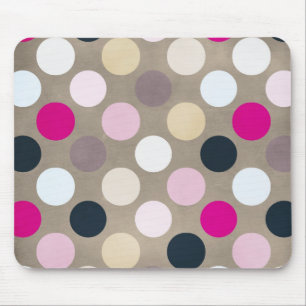 7096_polka-dots-44-pink-brown POLKA DOTS HOT PINK Mouse Pad