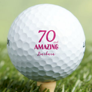70 and Amazing Mom Gift – Pink 70th Birthday Golf Balls