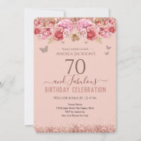 70 and Fabulous Adult Birthday Pink Invitation