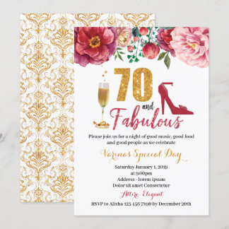 70 and Fabulous Birthday Invitation for Women