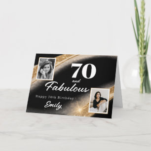 70 and Fabulous Black Gold Photo 70th Birthday Card