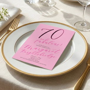 70 and Fabulous Blush Pink 70th Birthday Party Invitation
