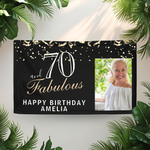 70 and Fabulous Confetti Black 70th Birthday Photo Banner