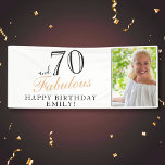 70 and Fabulous Elegant 70th Birthday Photo Banner<br><div class="desc">70 and Fabulous Elegant 70th Birthday Photo Banner. Great sign for the 70th birthday party with a custom photo, inspirational and funny quote 70 and fabulous. Personalize the sign with your photo, your name and the age, and make your own birthday party banner. It`s great for a woman`s birthday party....</div>