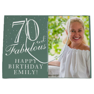 70 and Fabulous Elegant 70th Birthday Photo Large Gift Bag