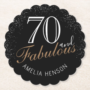 70 and Fabulous Elegant Black 70th Birthday Paper Coaster