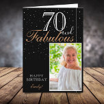 70 and Fabulous Elegant Black 70th Birthday Photo  Card<br><div class="desc">70 and Fabulous Elegant Black 70th Birthday Photo Card. The design has a modern typography 70 and Fabulous on black. Insert your photo into the template and add your name and make your own special birthday greeting card.</div>