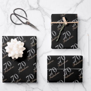 70 and Fabulous Elegant Black 70th Birthday Wrapping Paper Sheet