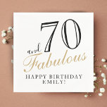 70 and Fabulous Elegant Script 70th Birthday Napkin<br><div class="desc">70 and Fabulous Elegant Script 70th Birthday Napkins. Make your own 70th birthday party paper napkin for her. Customize with the name and age.</div>