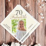 70 and Fabulous Elegant Script Photo 70th Birthday Napkin<br><div class="desc">70 and Fabulous Ecru Elegant Script Photo 70th Birthday Napkins. Make your own 70th birthday party paper napkin for her. Customize with the name and age and insert your photo into the template.</div>