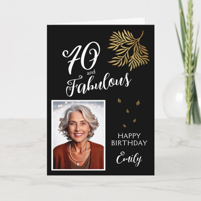 70 and Fabulous Foliage 70th Birthday Photo Card (Front)