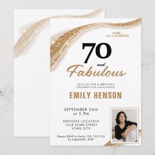 70 and Fabulous Gold 70th Birthday Invitation