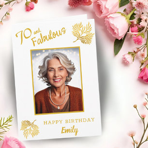 70 and Fabulous Gold Foliage 70th Birthday Card