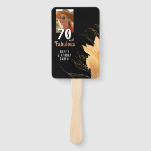 70 and Fabulous Gold Foliage 70th Birthday Photo Hand Fan