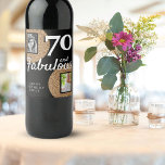 70 and Fabulous Gold Glitter 2 Photo 70th Birthday<br><div class="desc">70 and Fabulous Gold Glitter 2 Photo 70th Birthday Wine Label. Add your photos - you can use an old and new photo. Add your name and age.</div>