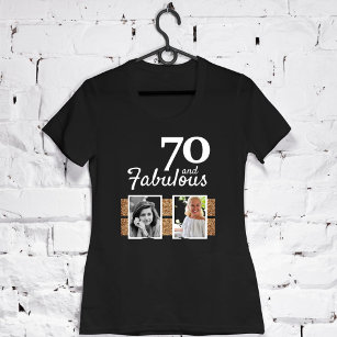 70 and Fabulous Gold Glitter 2 Photo 70th Birthday T-Shirt