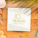 70 and Fabulous Gold Glitter 70th Birthday Napkin<br><div class="desc">70 and Fabulous Gold Glitter 70th Birthday Party Napkins. Modern and elegant birthday napkins with trendy typography and faux gold glitter dots. The design has a custom name. Make personalized 70th birthday napkins for her.</div>