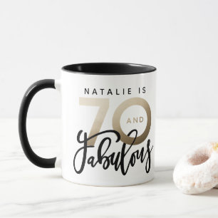 70 and fabulous gold metallic birthday mug