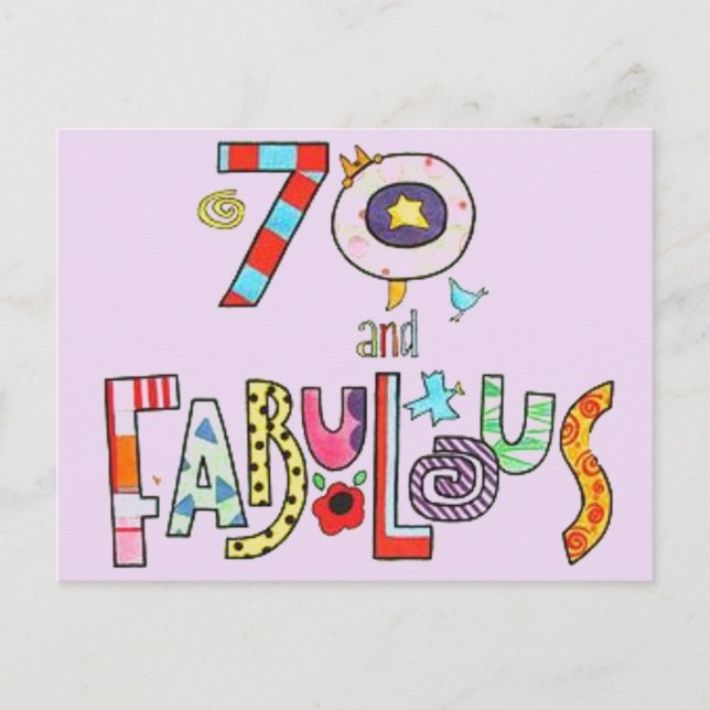 70 and Fabulous Happy 70th Birthday Postcard (Front)