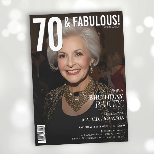 70 and Fabulous Magazine Cover 70th Birthday  Invitation (70 and Fabulous Magazine Cover 70th Birthday Invitation)
