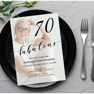 70 and Fabulous Sixtieth Birthday Photo Script Inv Invitation