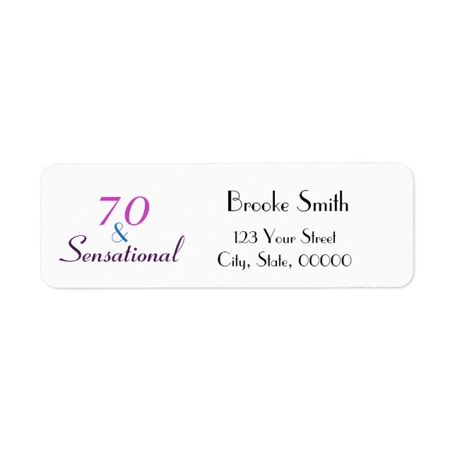 70 and Sensational Personalize Return Address (Front)