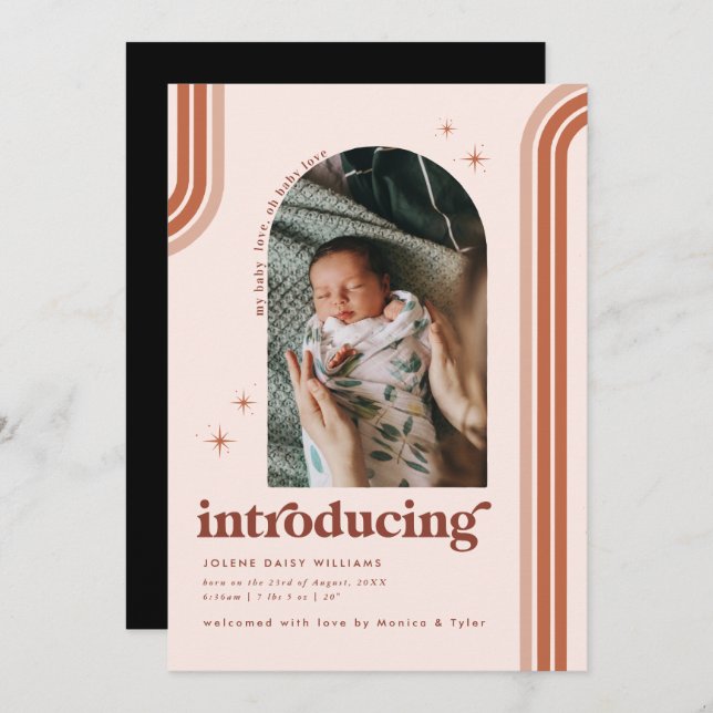 70 ans rétro | Faire-part de naissance photo Arch (Devant / Derrière)