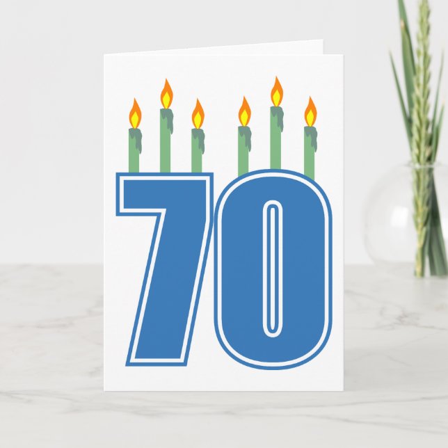 70 Birthday Candles (Blue / Green) Card (Front)