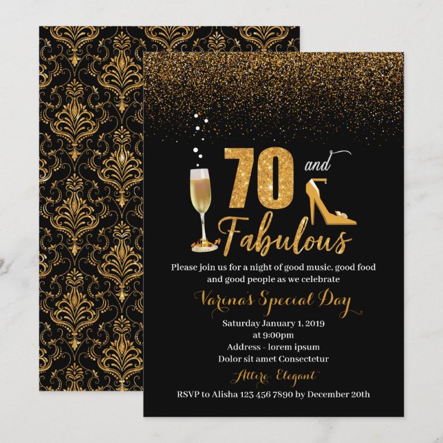 70 et fabuleuse invitation d'anniversaire pour les (Devant / Derrière)
