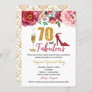 70 et fabuleuse invitation d'anniversaire pour les