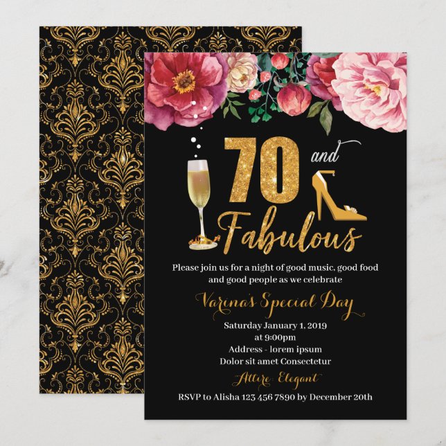 70 et fabuleuse invitation d'anniversaire pour les (Devant / Derrière)