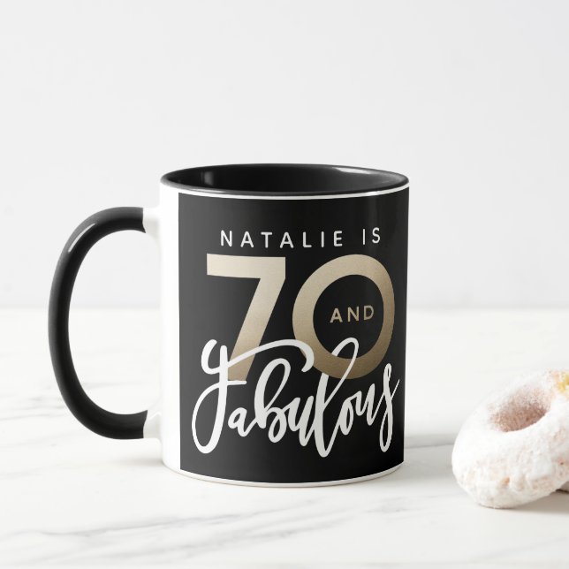 70 et fabuleuse tasse d'anniversaire en or métalli (Avec donut)