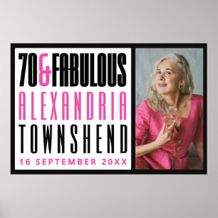 70 & Fabulous Bold Typography Photo 70th Birthday Poster